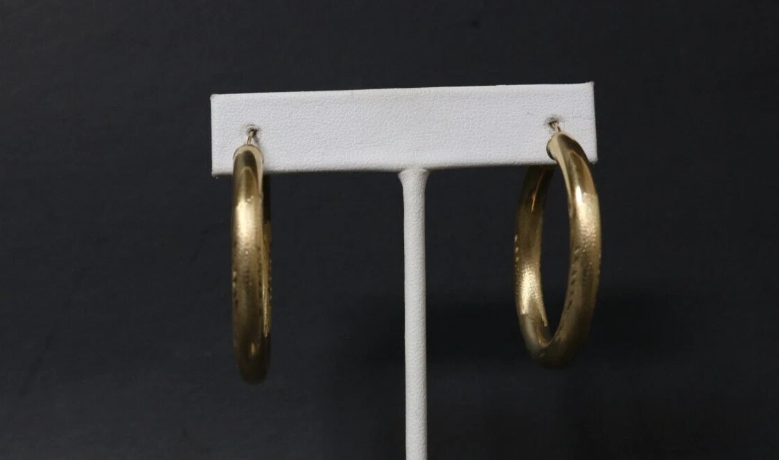 MA6 14K Yellow Gold Hoop Earrings 5.6 Grams 4.9 MM eBay