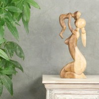 Figur Holz Holzfigur Abstrakt Deko Dekofigur Mutter Mit Kind Skulptur Natur 50Cm