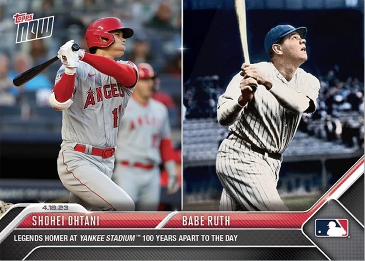 2023 TOPPS NOW #143 SHOHEI OHTANI / BABE RUTH LEGENDS HOMER AT YANKEES STADIUM