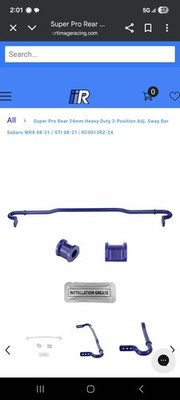 Cusco Rear 24mm Sway Bar Subaru WRX Sti 2015