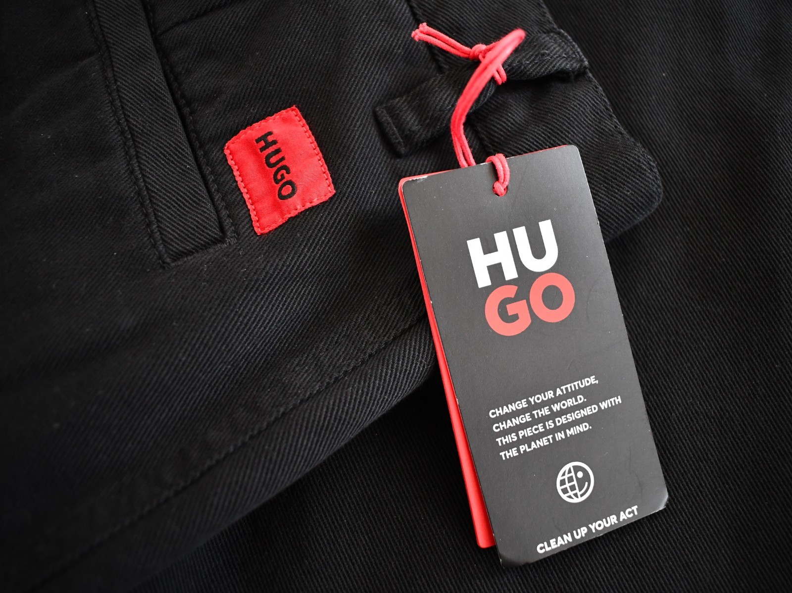 New HUGO by HUGO BOSS Black Cotton Tapered CHINO Pants Trouser 38x32 thumbnail 13