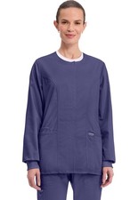 Cherokee Workwear Scrubs Snap Front Warm Up Jacket WW310 GRP Grape Free Shipping