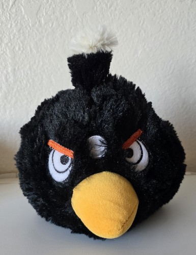 Rare Angry Birds Plush Bomb Black Bird 2010 White Spot First Edition Commonweal