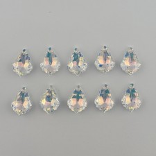 10 Piece Swarovski 6090 Faceted Crystal Clear AB Baroque Pendant 22mm X 15mm