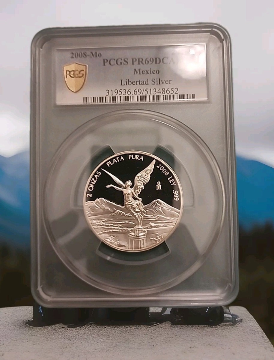 2008 Libertad Proof 2 Oz Pcgs PF69 🇲🇽 Mexico Onza Silver RARE