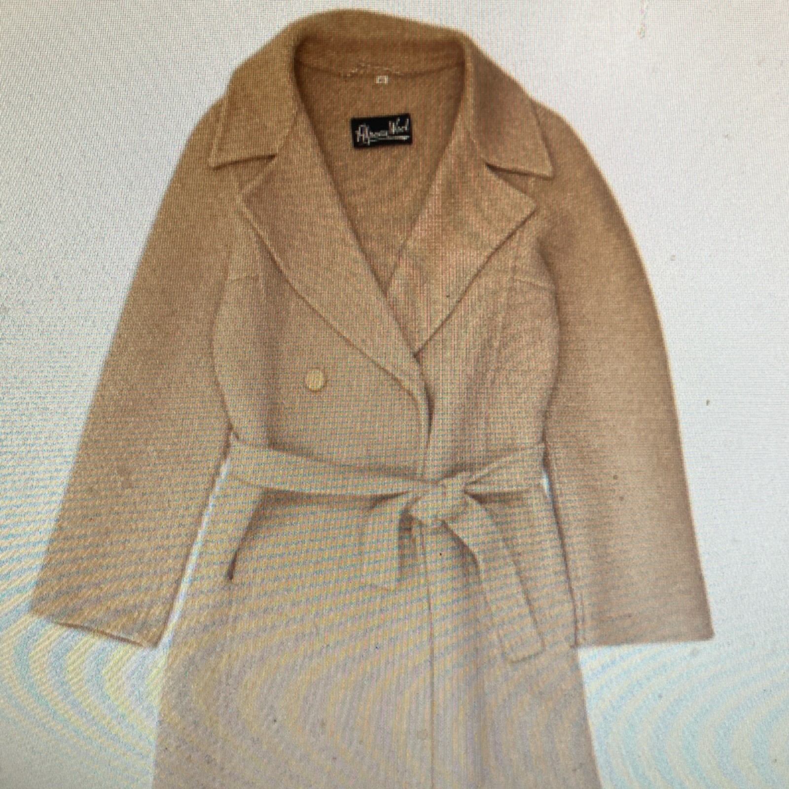 Appena Wool Belted Button Collared Long Beige Tre… - image 1