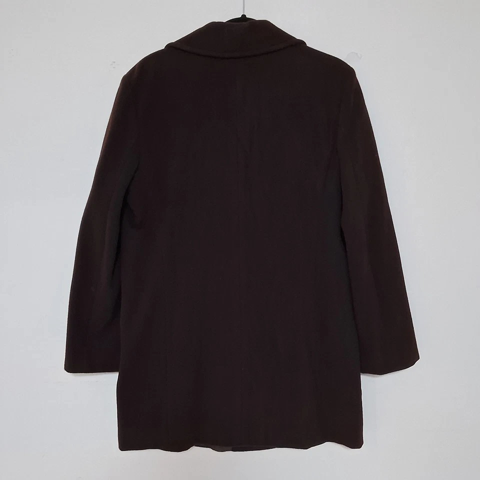 Chaquetón para mujer Calvin Klein marrón chocolate doble botonadura talla 6 lana vintage Foto 4 de 4