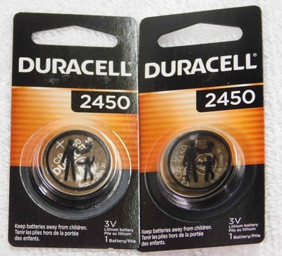 Duracell 2450 3V Lithium Coin Cell Battery 2 Pack NEW SEALED DL2450BPK CR2450