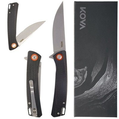 KOVA Vortex Folding Knife   2.95  D2 Drop-Point Blade, G10 Micarta Handle 2.5 oz