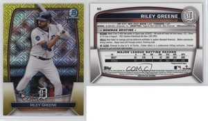 2023 Bowman Mega Box Chrome Yellow Mojo Refractor /75 Riley Greene #90 Rookie RC