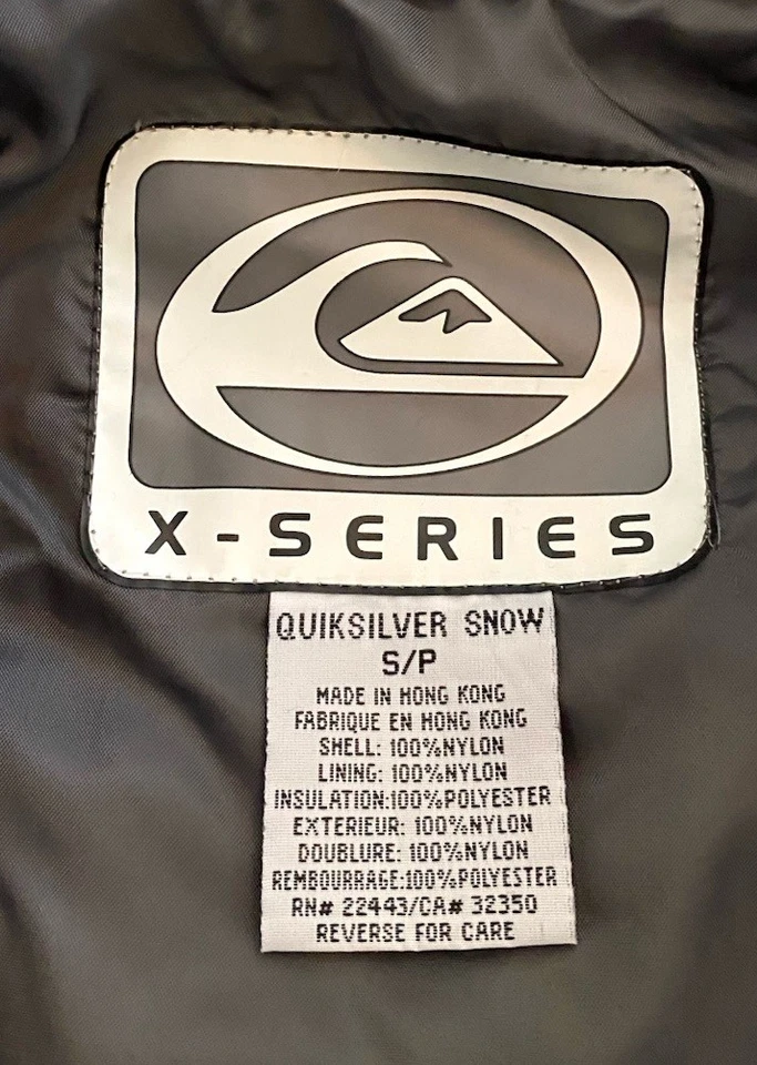 Chaleco de esquí Quicksilver Snow serie X para hombre cremallera completa exterior Y2K snowboard talla S Foto 4 de 4