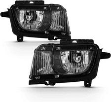 Black Headlights Driver Passenger Side for 2010 2011 2012 2013 Chevy Camaro