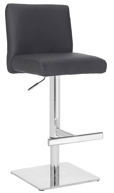 Snella Signature Charcoal Grey Real Leather Bar Stool, Adjustable & Swivel