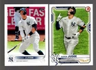 2 CARD LOT OF 2022 TOPPS #99 BOWMAN #74 AARON JUDGE NEW YORK YANKEES