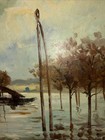 Vintage Original Impressionist Harbor Landscape Oil Painting Signed Framed Boats — photo 10