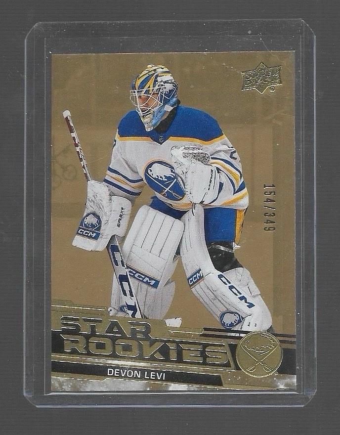 2023-24 Upper Deck Star Rookies Gold Parallel RC Card Devon Levi Numbered /349