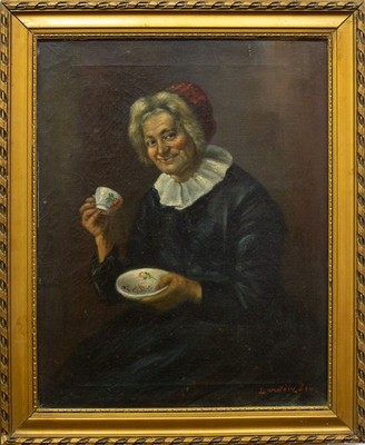 KOBILCA, Ivana nach ''Kaffeetrinkerin'' Ölgemälde, signiert 1910 Goldrahmen