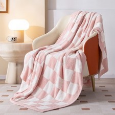 SeaRoomy Checkered Throw Blanket, Ultra Soft Microfiber Knit Throw Blanket, C...