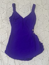 Vintage Longitude Royal Purple One Peice Swimsuit Flattering Comfortable Clean.