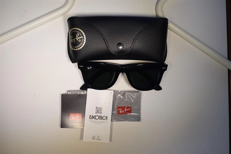 Ray-Ban Sunglasses Wayfarer 2140 901 Black Green G-15 Medium 50mm, photo 2 of 5