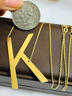 18K 750 Echt Gold Set K Initialen Halskette 16,5/17,5'' Zoll 4,13 g 1 mm
