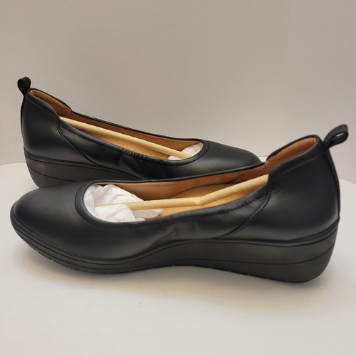 Vionic Jacey Flats Women's Sz 8.5 Black Leather Slip On Wedge Shoes NIB Fashion - Bild 5 von 11