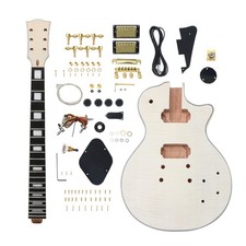 Unfinished diy Electric Guitar Kit Flamed Maple Veener Build on own