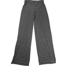 AGB Vintage Made in Mexico Geometric Palazzo Pants Wide Leg Black White XS 26x30