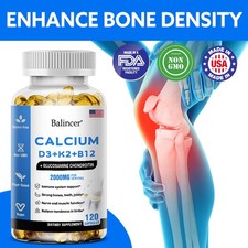 Calcium Vitamin D3  K2  B12 120 Softgel Improve Bone Teeth Joint Boost Immune