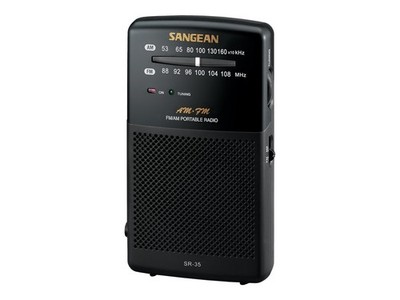 Sangean SR-35 AM/FM Pocket Analog Radio, Black