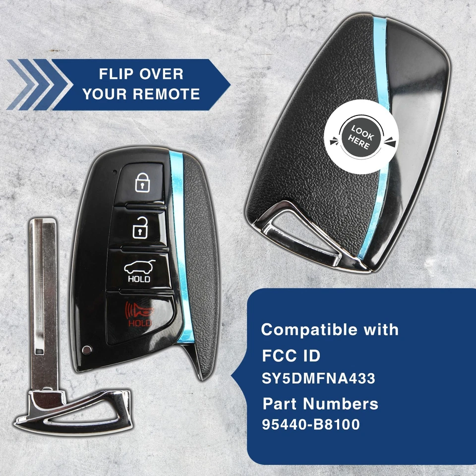 2 Key Fob Remote for 2013-2019 Hyundai Santa Fe (SY5DMFNA433, 95440-B8100) - Image 4 of 4