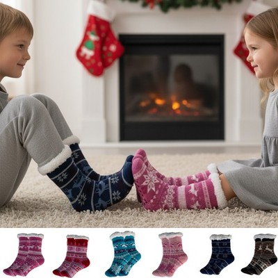 Kinder Hüttenschuhe Socken - Kinder Unisex Sherpa warm Fleece Fell gefüttert Thermosocke