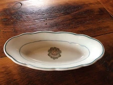 Vtg.O.P.CO. Syracuse China Seymour Crest Celery Serving Dish Oblong Green Trim
