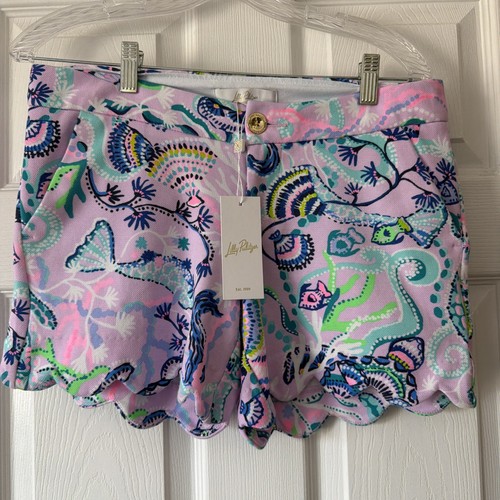 NWT Lilly Pulitzer Buttercup Scalloped Knit Shorts Lilac Freesia Mermaid You 4