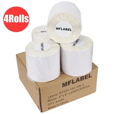 4Rolls 450/Roll 4x6 Direct Thermal Shipping Label Zebra ZP450 Eltron 2844