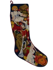 Vintage Christmas Stocking Toys Presents Doll Gifts Solider Wool Embroidered