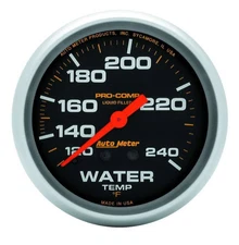 Autometer 5433 Pro-Comp Water Temperature Gauge, 2-5/8", 120-240 F, Liquid
