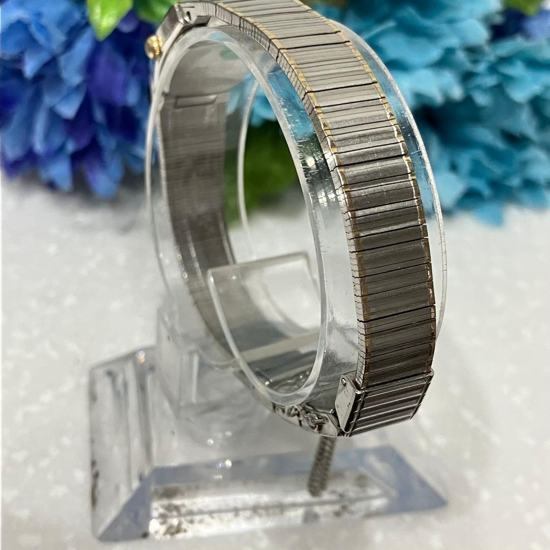 SEIKO Bangle Watch Rectangular Silver Stripe Patt… - image 3