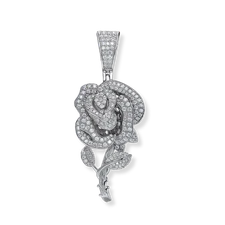 MOISSANITE Rose Thorn Flower Pendant Real 925 Sterling Silver Passes Tester