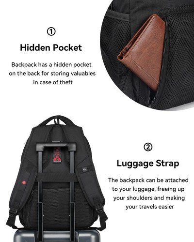 Travel Backpack Large Water Resistant Laptop Bookbag Utility Work Commuter Bu... - Picture 8 of 9