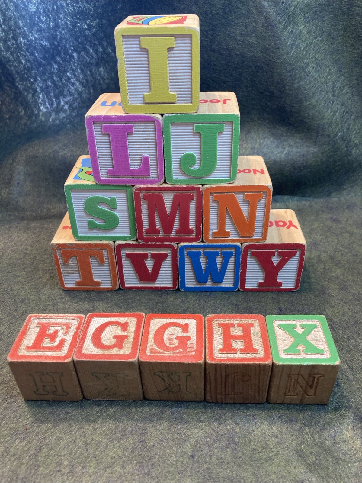 Lot of 15 Vintage Wooden ABC Blocks Letters Pictures Wood Kids Blocks ...