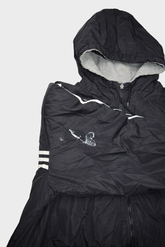Vintage Adidas Jacket Mens Large Black Reversible Insulated Striped Logo - Picture 6 of 19