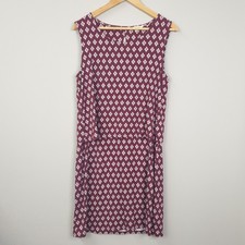 White Stuff Dress Womens UK 12 Red Geometric Jersey Shift Casual Everyday Boho