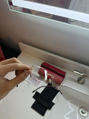 Cartier Big C Diamond Cut Clear Frameless Lens Gold Frame SHIP SAME DAY