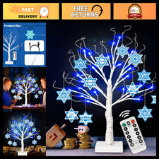 24" LED Lighted Birch Tree with 12 Ornaments, 8 Modes, Blue Lights - Holiday Dec