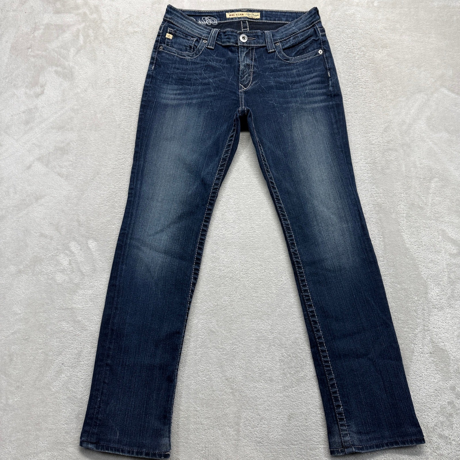 Women's 27 Kayla Straight Mid Rise Dark Embroidered Stretch 