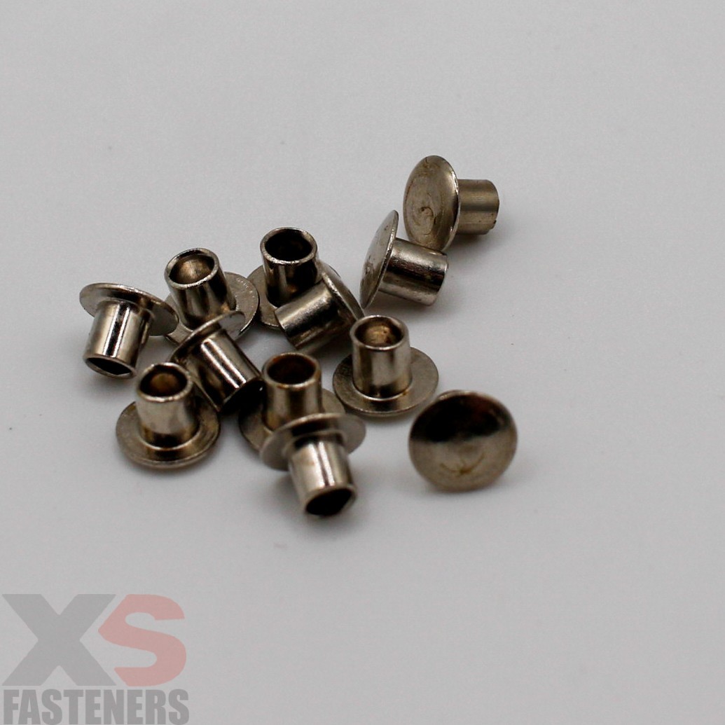 1/8 x 0.129 Semi-Tubular Oval Head Rivet Steel Nickel Plated (QTY 1000)