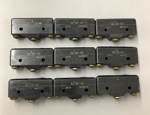 Lot of 9 Micro Switch BZ-2R-A2 Snap Action Switch Plunger Actuator, 15A  (b162)