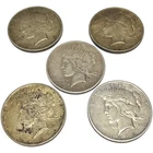 5 Peace Silver Dollars Mixed Dates 1922 1924 1926 $1 Lot 90% Silver
