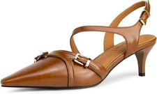 Womens Slingback Kitten Heels Pointed Toe Strappy Pump for Women with...